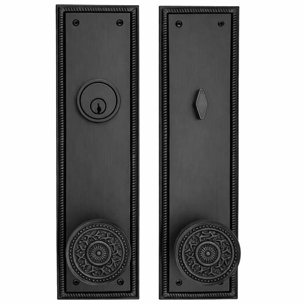 ##Antique Hardware## Georgian Roped Rectangular Style Single Door Entryway Set (Several Knob & Finish Options Available)
