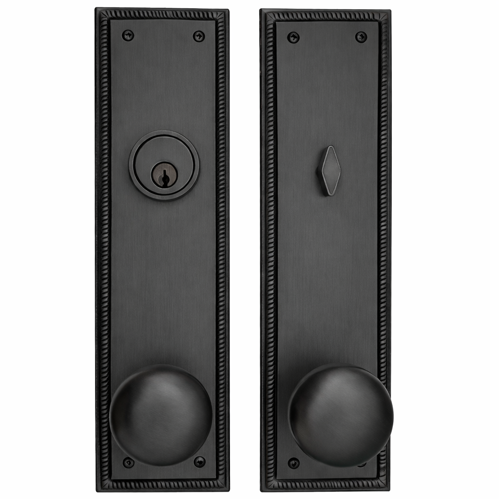 ##Antique Hardware## Georgian Roped Rectangular Style Single Door Entryway Set (Several Knob & Finish Options Available)