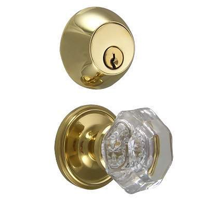 ##Antique Hardware## Octagon Crystal Entryway Set with Victorian Back Plate