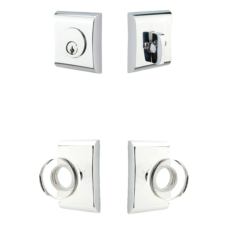 ##Antique Hardware## Emtek Single Door Entryway Modern Disc Crystal Knob With Neos Rosette