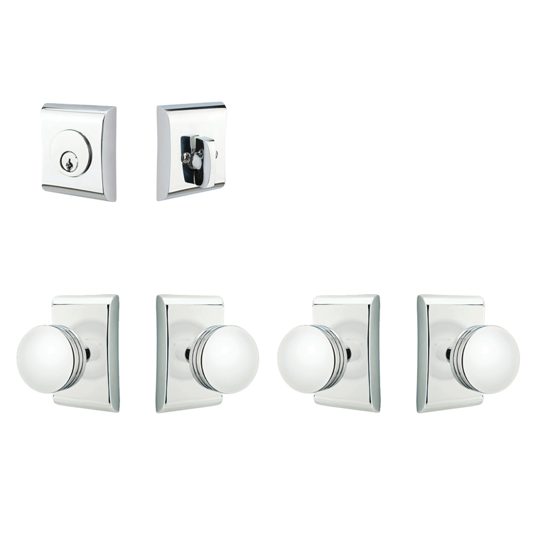 Antique Hardware Emtek Double Door Entryway Bern Knob With Neos Rosette ENTRYWAY