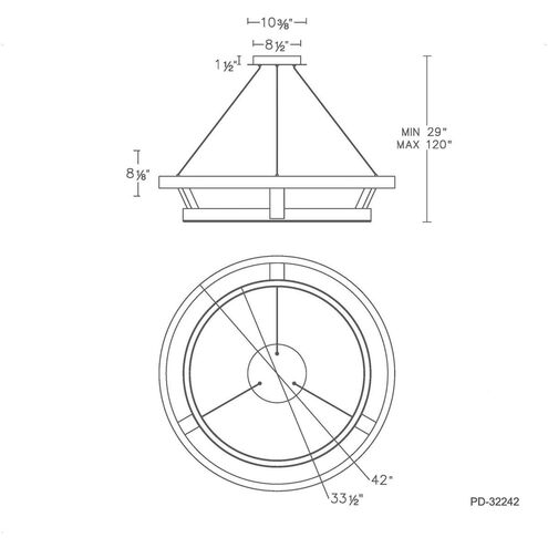 ##Antique Hardware## Imperial 1 Light 42 inch Black Chandelier Ceiling Light