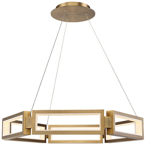 ##Antique Hardware## Mies LED Aged Brass Chandelier Ceiling Light 35in