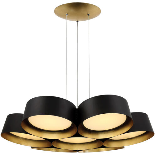##Antique Hardware## Marimba Gold Leaf Chandelier Ceiling Light in 24in LED 24 inch Black
