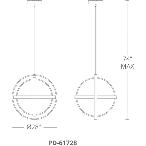 ##Antique Hardware## Kinetic Pendant Ceiling Light in 28in LED 28 inch Black