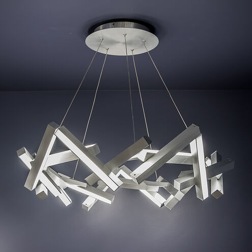 ##Antique Hardware## Chaos LED Brushed Aluminum Chandelier Ceiling Light in 21, 34in