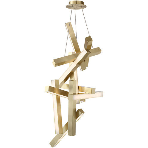 ##Antique Hardware## Chaos Vertical Chandelier Ceiling Light in 12 49iN LED 23 inch Aged Brass