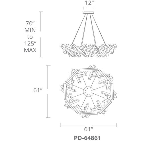 ##Antique Hardware## Chaos LED 61 inch Aged Brass Chandelier Ceiling Light in 31