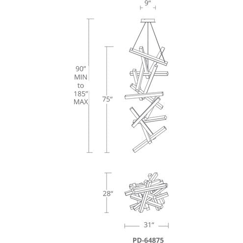 ##Antique Hardware## Chaos Chandelier Ceiling Light in 15 75in LED 28 inch Brushed Aluminum