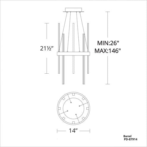 ##Antique Hardware## Harmonix LED 14 inch Black Aged Brass Chandelier Ceiling Light in 14in.