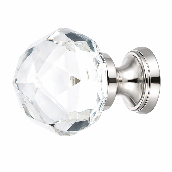 1 1/4 Inch Diamond Crystal Glass Cabinet & Furniture Knob