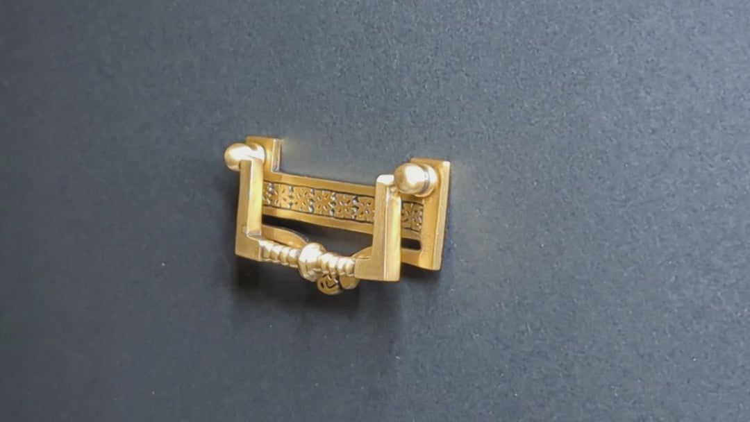 3 1/2 Inch (3 Inch c-c) Solid Brass Eastlake Flower Bail Pull