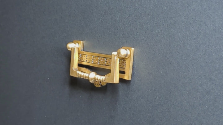 3 1/2 Inch (3 Inch c-c) Solid Brass Eastlake Flower Bail Pull