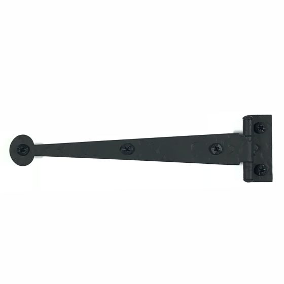 Pair 6 Inch Solid Rough Iron Bean Tip Strap Hinges (Offset)