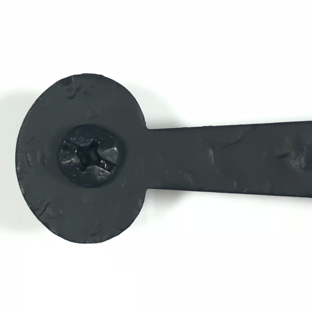 Pair 6 Inch Solid Rough Iron Bean Tip Strap Hinges (Offset)