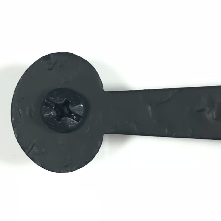 Pair 6 Inch Solid Rough Iron Bean Tip Strap Hinges (Offset)