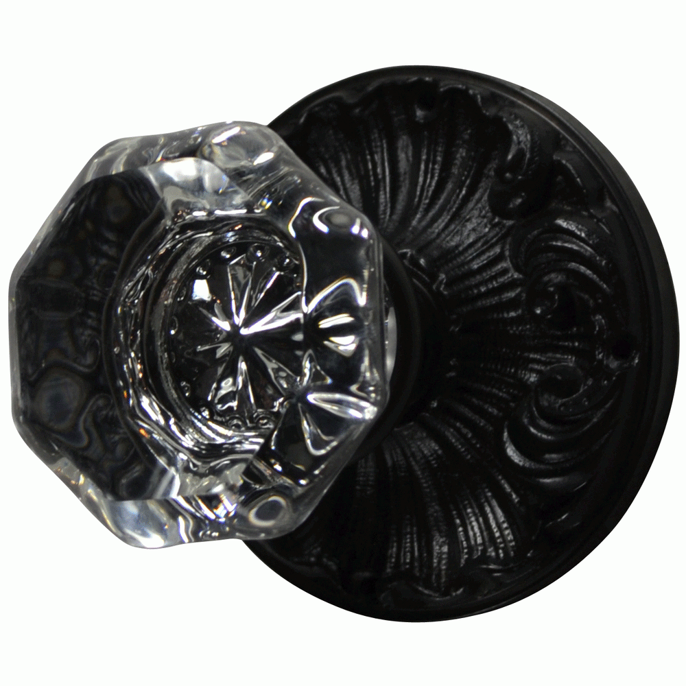 ##Antique Hardware## Romanesque Octagon Glass Door Knob
