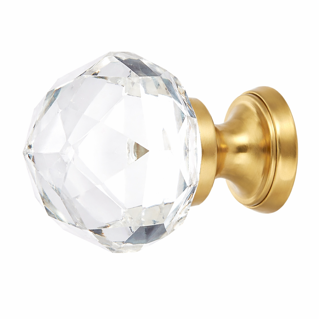 1 1/4 Inch Diamond Crystal Glass Cabinet & Furniture Knob