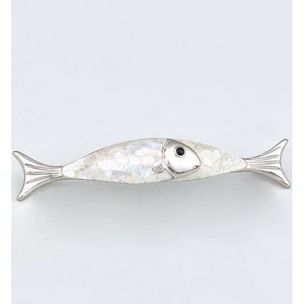 Antique Hardware 5 7/8 Inch (4 1/2 Inch c-c) Symphony Inlays Mother of Pearl Fish Pull CABINET PULL