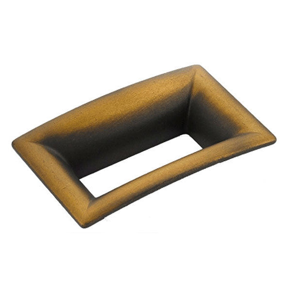 ##Antique Hardware## 3 1/2 Inch (2 1/2 Inch c-c) Finestrino Flared Rectangle Pull