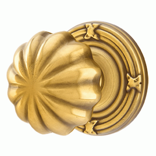 ##Antique Hardware## Solid Brass Melon Door Knob Set With Ribbon & Reed Rosette (Several Finish Options)