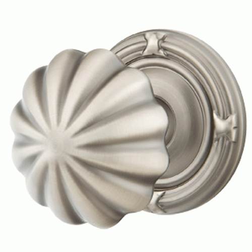 ##Antique Hardware## Solid Brass Melon Door Knob Set With Ribbon & Reed Rosette (Several Finish Options)