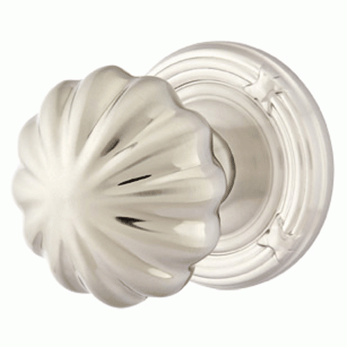 ##Antique Hardware## Solid Brass Melon Door Knob Set With Ribbon & Reed Rosette (Several Finish Options)