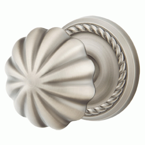 ##Antique Hardware## Solid Brass Melon Door Knob Set With Rope Rosette (Several Finish Options)