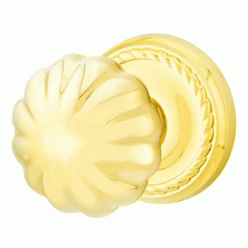 ##Antique Hardware## Solid Brass Melon Door Knob Set With Rope Rosette (Several Finish Options)