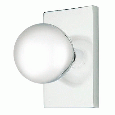 ##Antique Hardware## Emtek Solid Brass Orb Door Knob Set With Modern Rectangular Rosette (Several Finish Options)