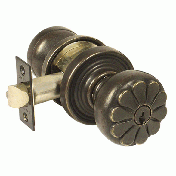 ##Antique Hardware## Solid Brass Petal Key In Door Knob with #12 Rosette