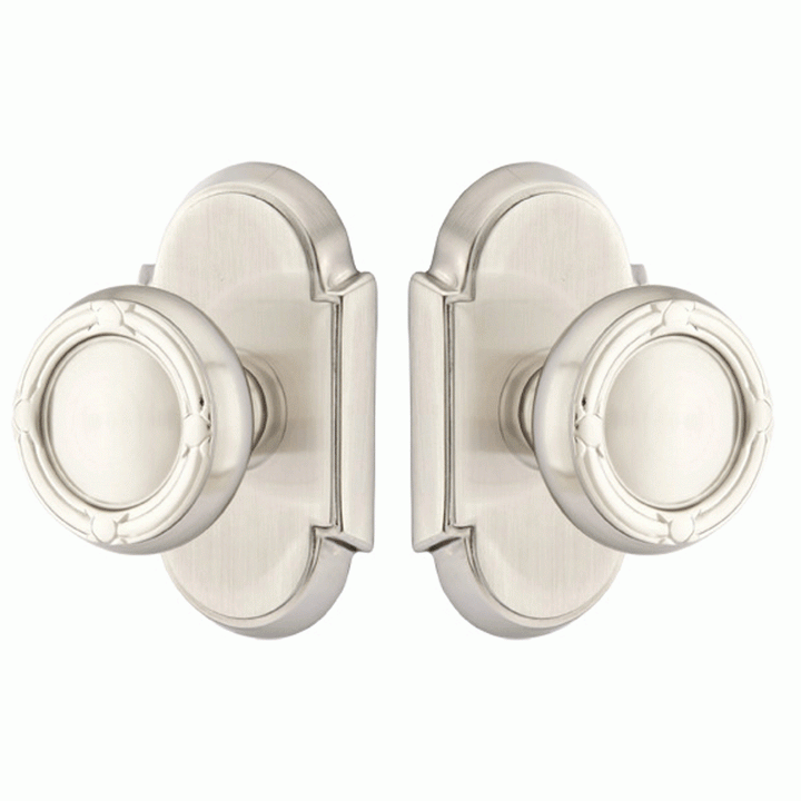 ##Antique Hardware## Solid Brass Ribbon & Reed Door Knob Set With # 8 Rosette (Several Finish Options)