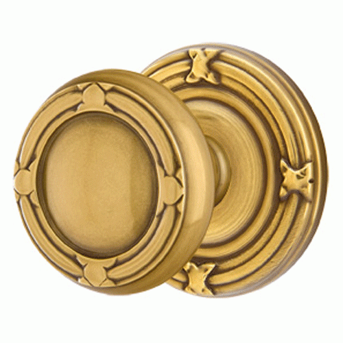 ##Antique Hardware## Solid Brass Ribbon & Reed Door Knob Set With Ribbon & Reed Rosette (Several Finish Options)