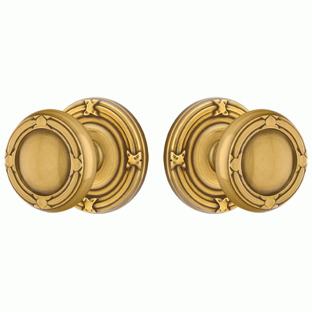 ##Antique Hardware## Solid Brass Ribbon & Reed Door Knob Set With Ribbon & Reed Rosette (Several Finish Options)