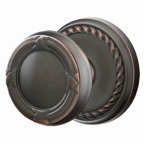 ##Antique Hardware## Solid Brass Ribbon & Reed Door Knob Set With Rope Rosette