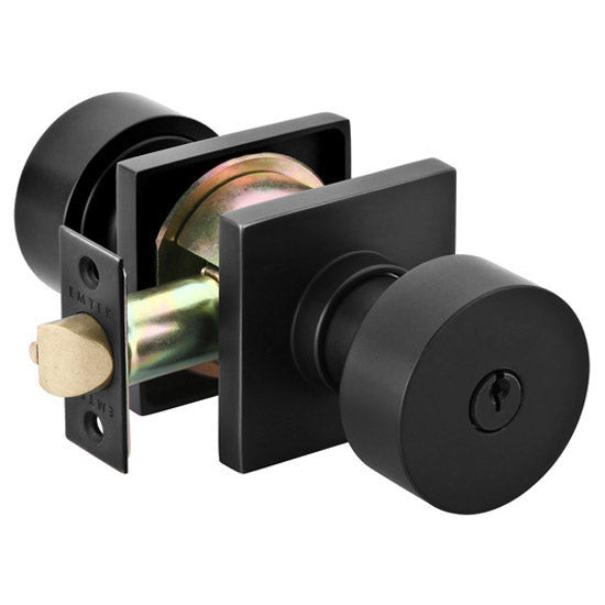 ##Antique Hardware## Emtek Solid Brass Round Key In Door Knob with Square Rosette (Several Finish Options)