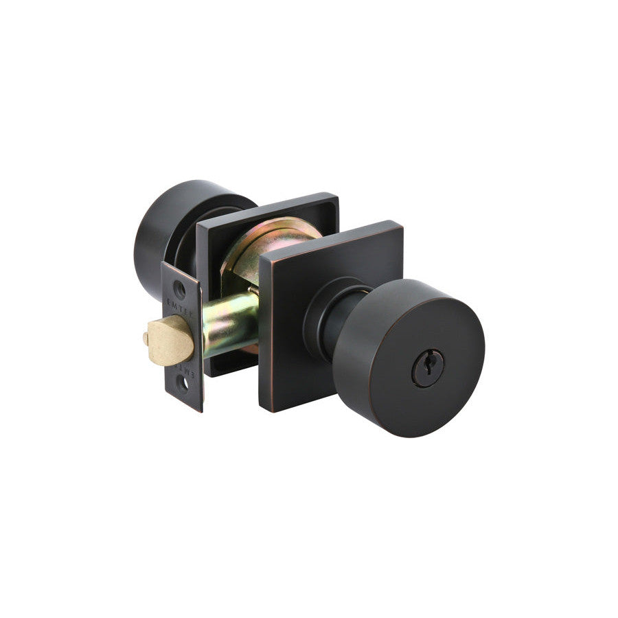 ##Antique Hardware## Emtek Solid Brass Round Key In Door Knob with Square Rosette