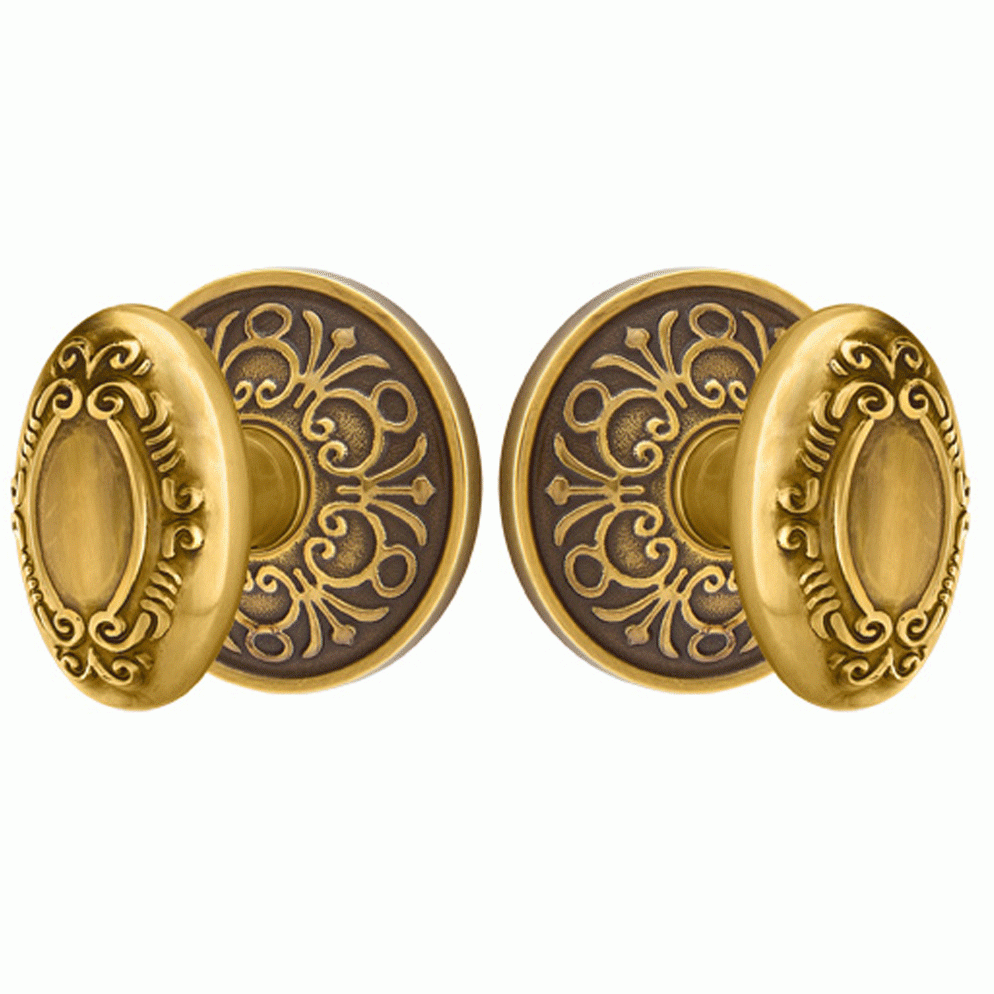 ##Antique Hardware## Solid Brass Victorian Door Knob Set With Lancaster Rosette (Several Finish Options)