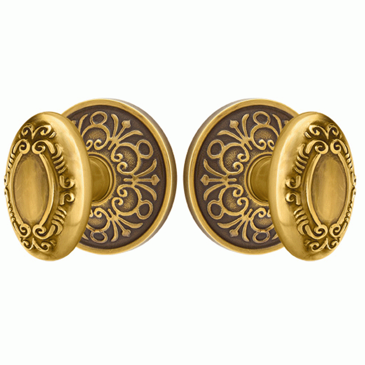 ##Antique Hardware## Solid Brass Victorian Door Knob Set With Lancaster Rosette (Several Finish Options)