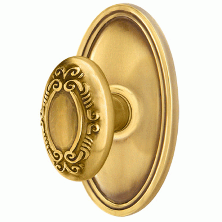 ##Antique Hardware## Solid Brass Victoria Door Knob Set With Oval Rosette (Several Finish Options)