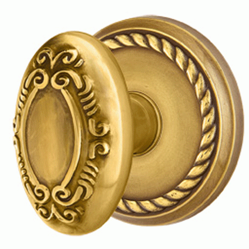 ##Antique Hardware## Solid Brass Victoria Door Knob Set With Rope Rosette (Several Finish Options)