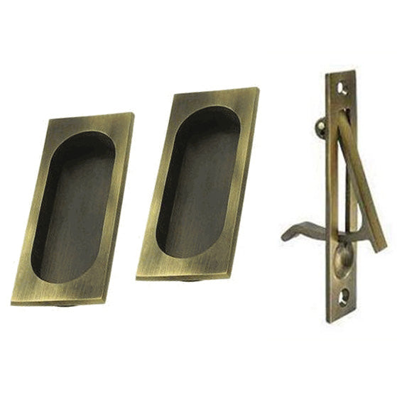 ##Antique Hardware## Square Style Single Pocket Passage Style Door Set (Several Finishes Available)