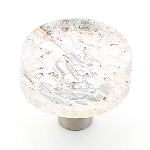 ##Antique Hardware## 1 1/2 Inch Designer Ice Collection Glass Cabinet Knobs & Stainless Steel Finish