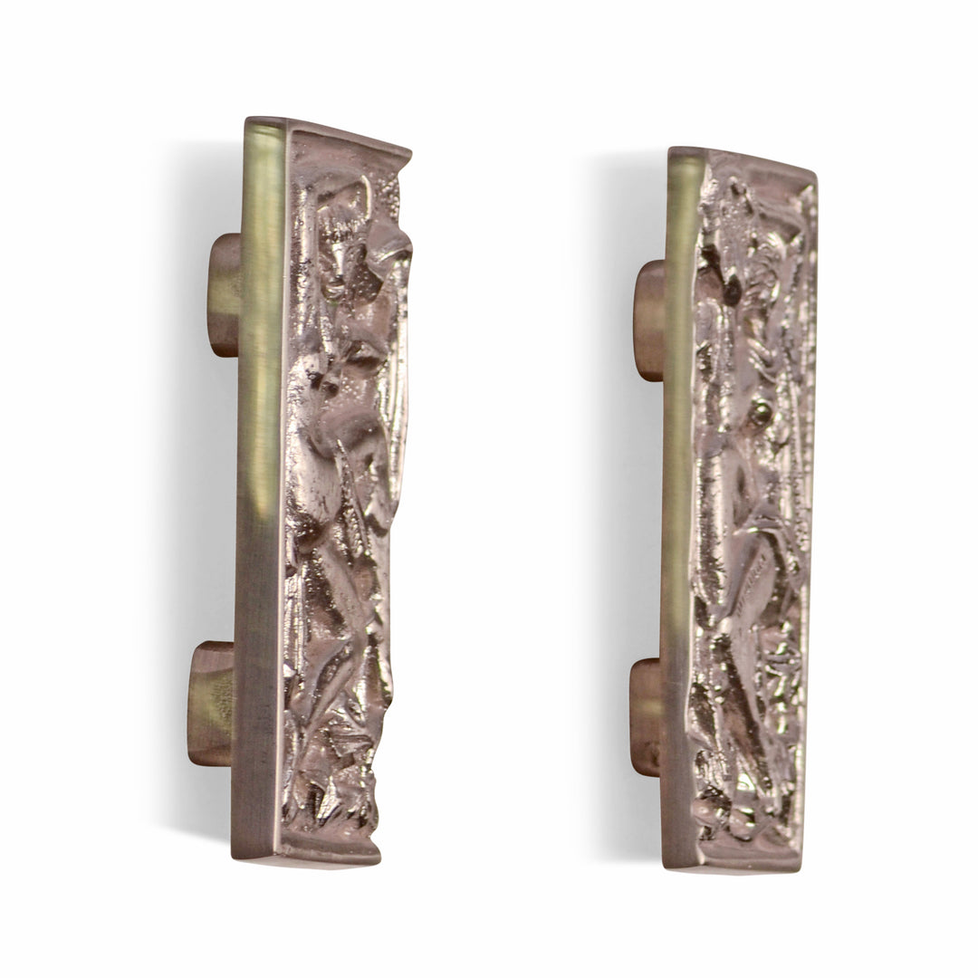 Antique Hardware 4 3/8 Inch Overall Solid Brass Grecian Dancing Ladies Cabinet Pull Set (Satin Nickel Finish) CABINET KNOB