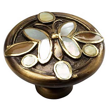 Antique Hardware 1 1/2 Inch Symphony Heirloom Treasures Butterfly Design Round Cabinet & Furniture Knob CABINET KNOB