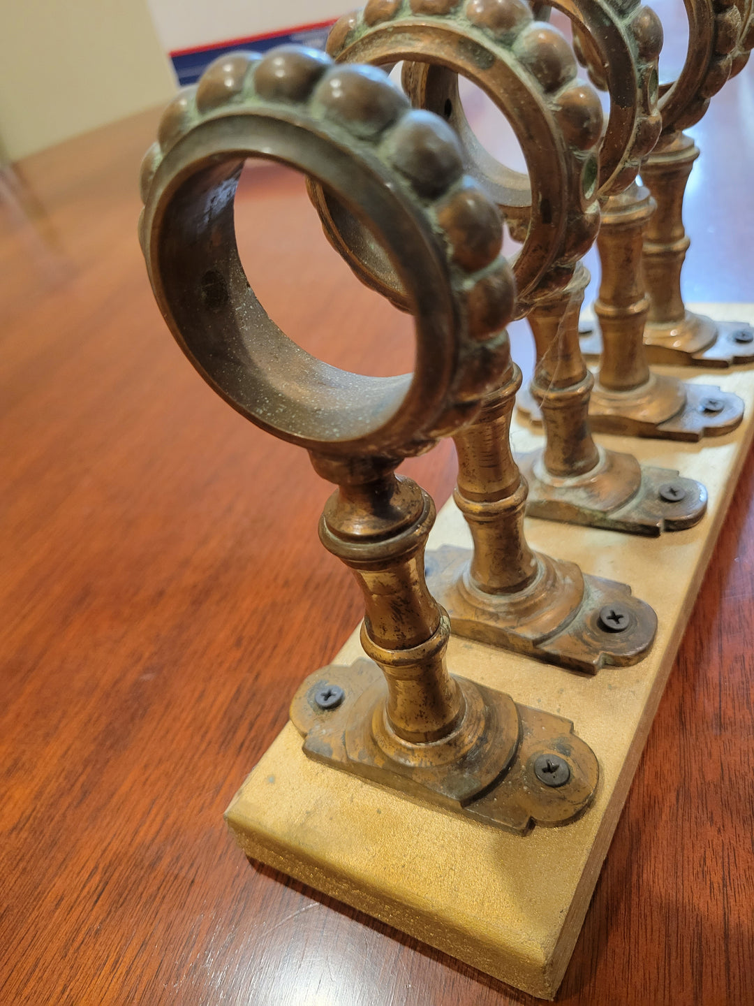 ##Antique Hardware## Set of 5 Antique Bar Rail Holders for 1 3/4" Tube