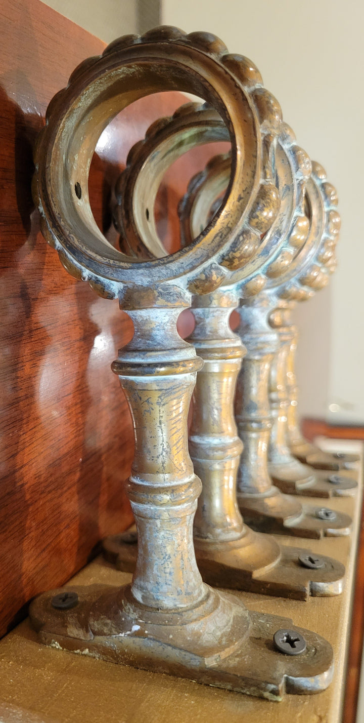 ##Antique Hardware## Set of 5 Antique Bar Rail Holders for 1 3/4" Tube