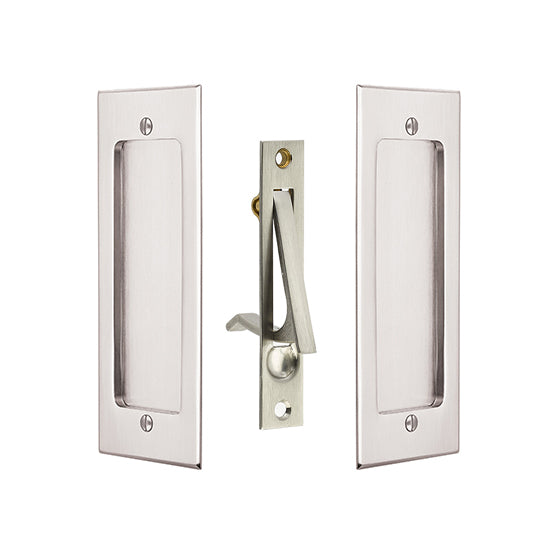 Antique Hardware 7 1/4 Inch Solid Brass Modern Rectangular Pocket Door Pull Set FLUSH-PULL-POCKET DOOR