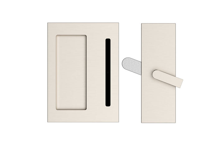 ##Antique Hardware## Modern Rectangular Privacy Barn Door Lock and Flush Pull with Integrated Strike (Several Finishes Available)