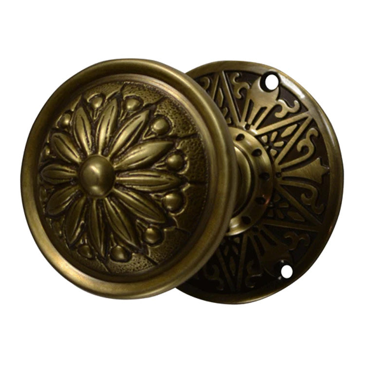 Antique Hardware Eastlake Rosette Door Set with Floral Imprint Door Knobs (Several Finishes Available) Door Knobs & Handles